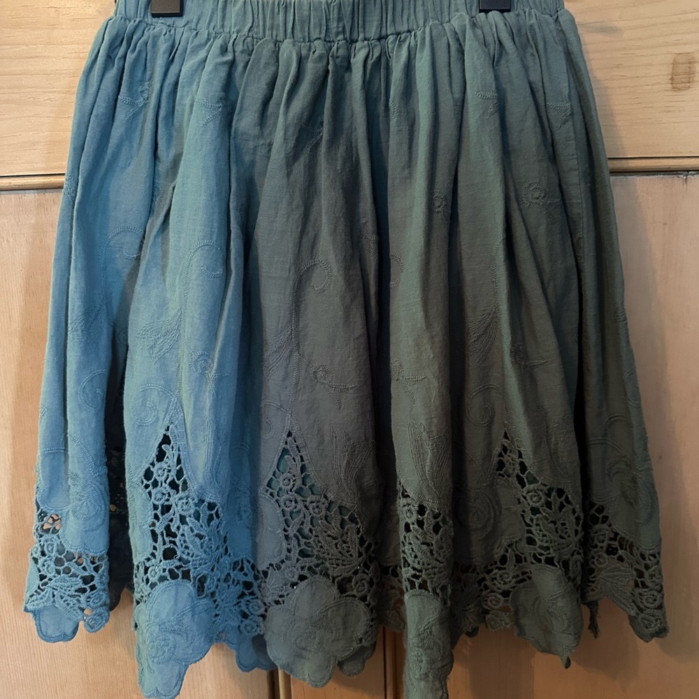 A'Reve Blue Smocked Skater Mini Skirt